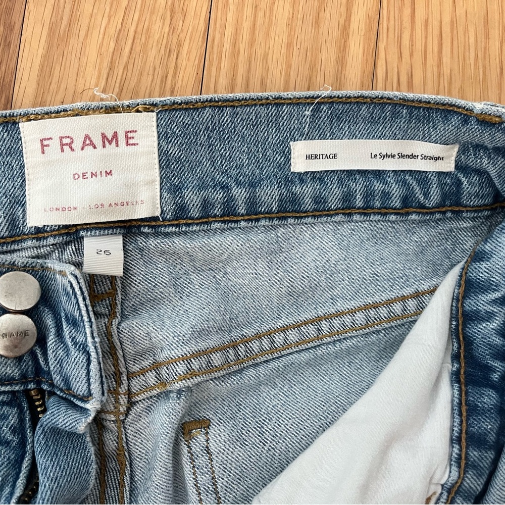 FRAME Denim Heritage Le Sylvie Slender Straight-Leg Jeans Size 26 Revolve - Picture 6 of 7